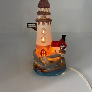 Vintage Beach Lighthouse Decor With Cord Switch Light Works Ocean Sea Deco